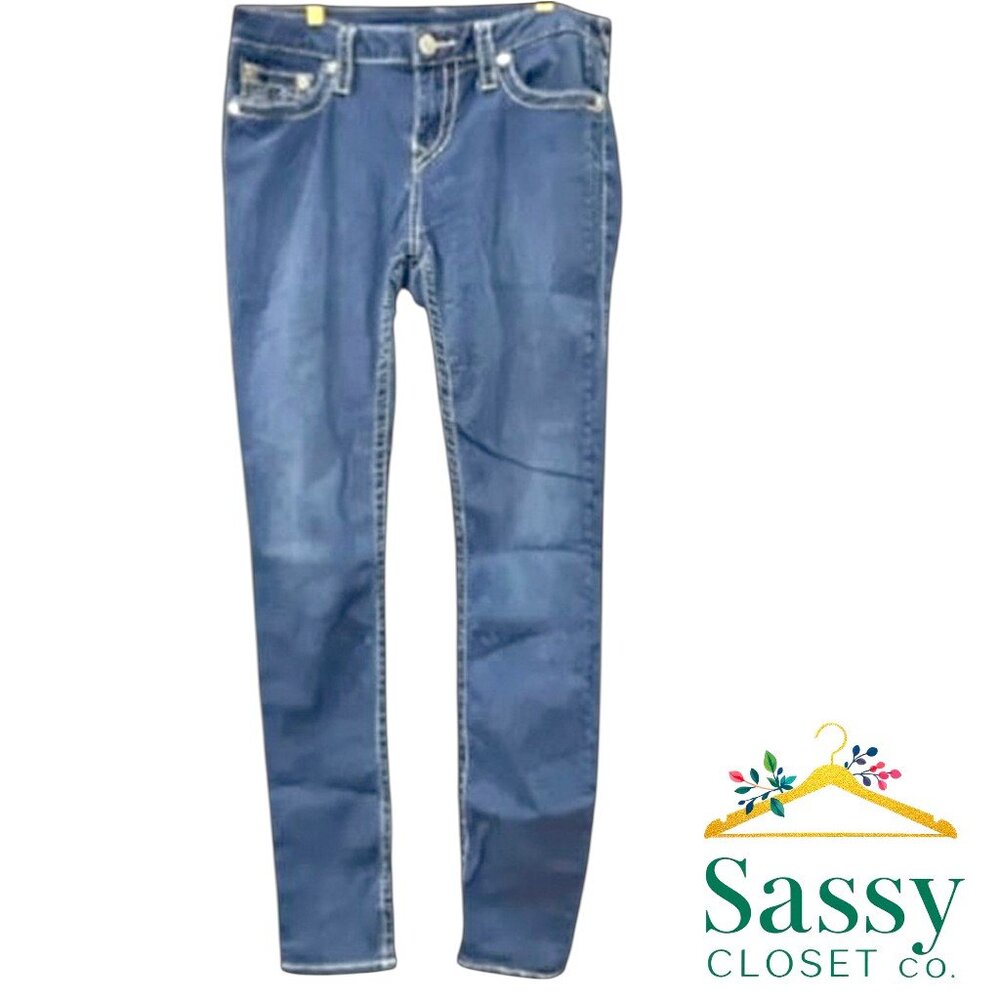 ✨ TRUE RELIGION Stella Big T Stitch Skinny Jeans 32 Y2K Low Rise ✨